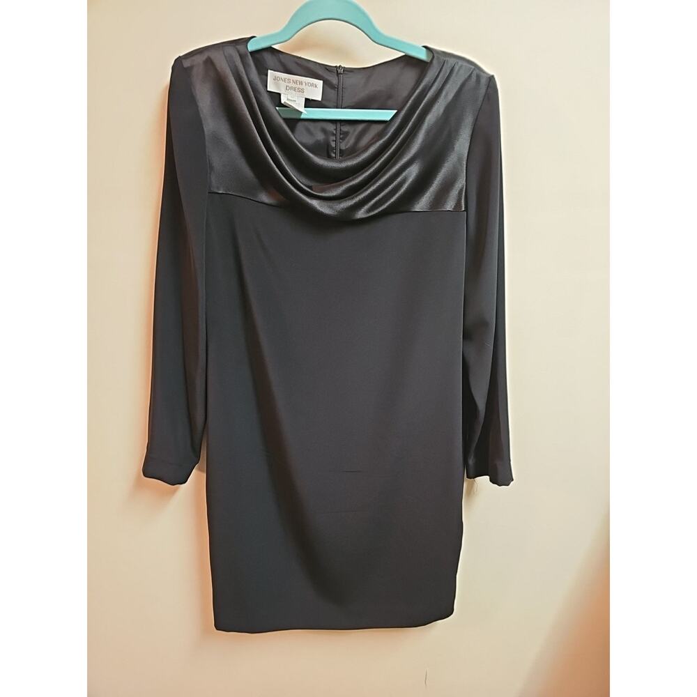 Vintage Jones New York Black Midi Dress SZ 12 Minimalist, Evening, Party
